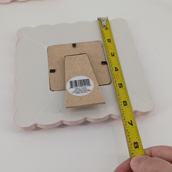Newborn Baby Girl Photo Frame Gift Pink 3x3 Picture Free Stand Wood 6.5x6.5 Dime - Picture 11 of 12